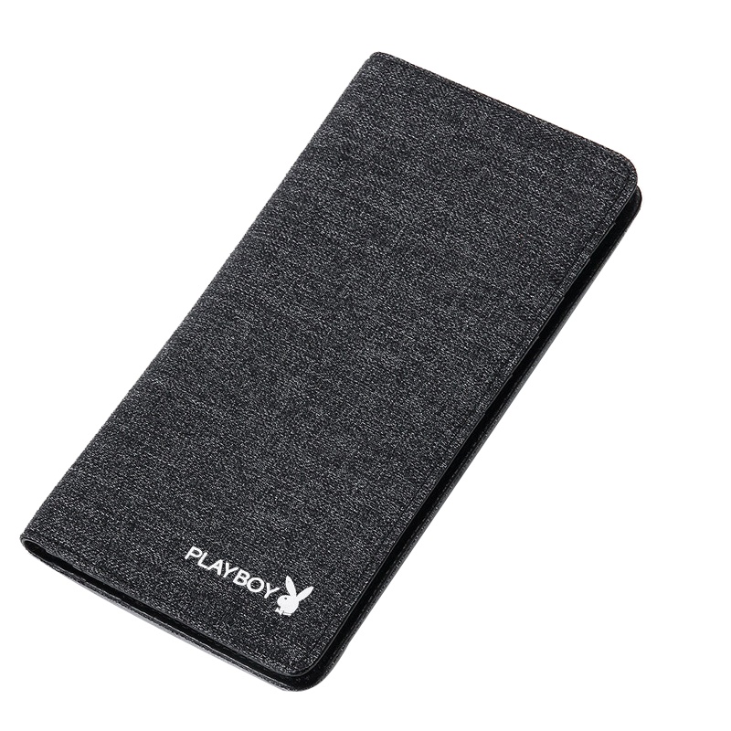 花花公子男士钱包长款帆布学生青年潮流时尚个性皮夹潮牌