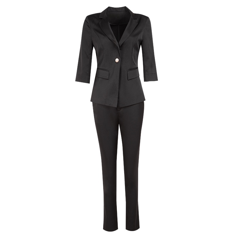 晚白2021春季新品通勤两件套西装外套高腰百搭西裤长裤时尚套装女