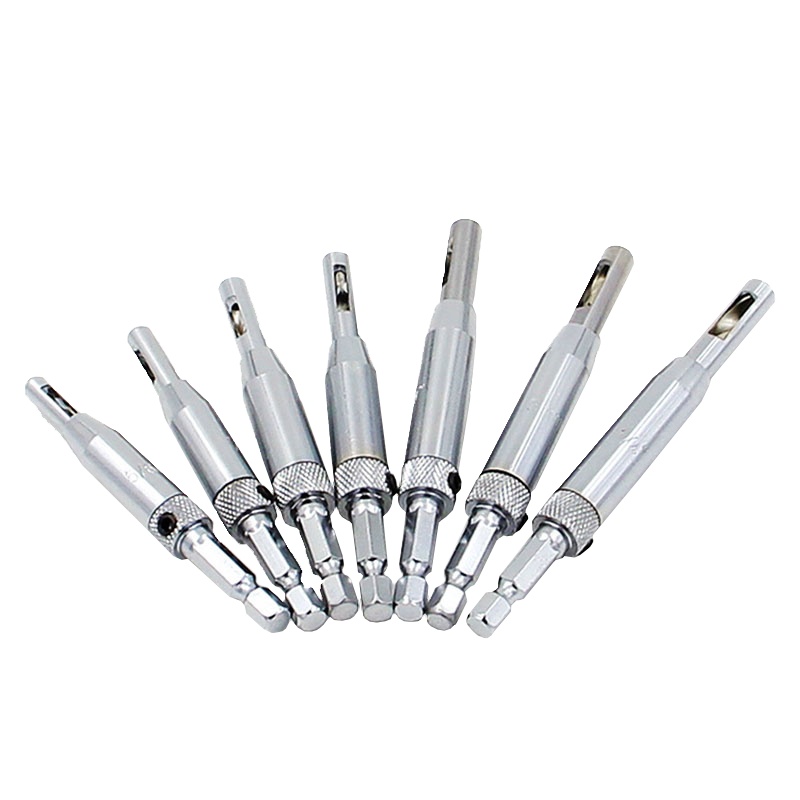 规格【8pc铰链钻+8支配套钻头塑盒装】门窗合页铰链开孔器木工打孔六角钻头定位异形钻孔