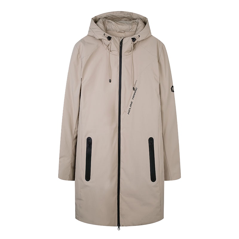 KELME/卡尔美 男士运动羽绒服连帽防风中长款休闲羽绒加厚外套