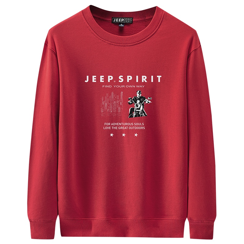 JEEP SPIRIT吉普卫衣男2021秋季新款宽松纯色印花套头衫韩版百搭青年男士卫衣