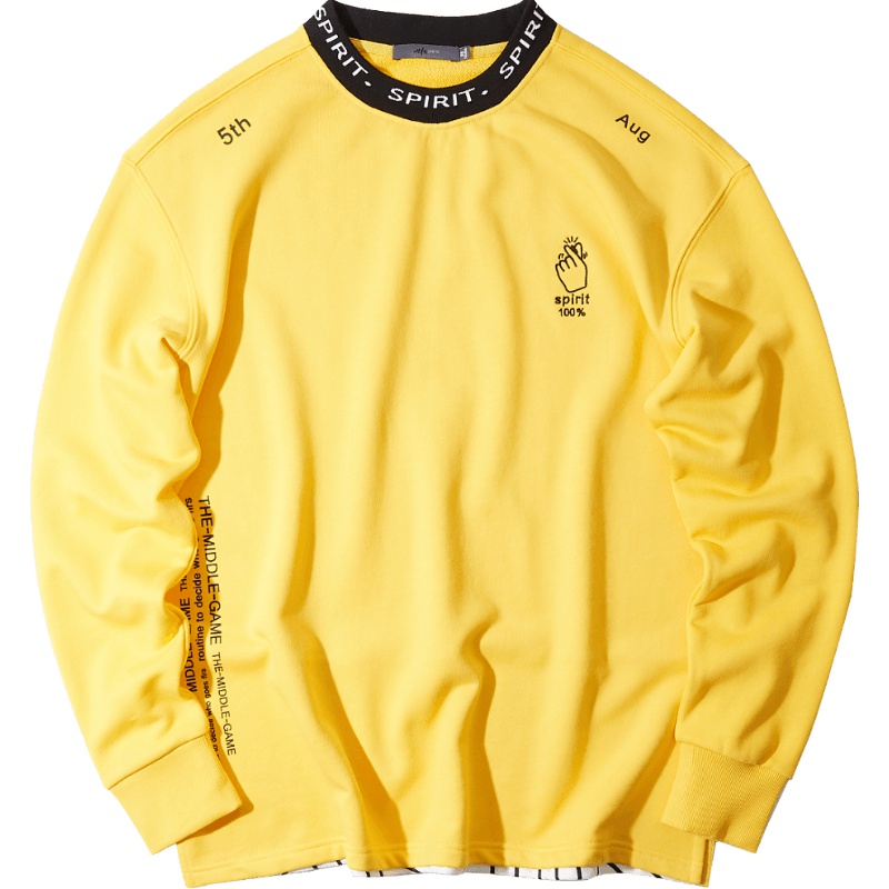 黑鲸休闲圆领卫衣秋季男装字母装饰套头衫男CNZWJ38060A