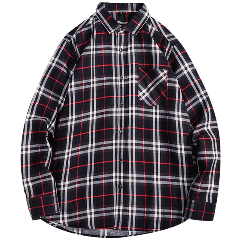 鳄鱼恤（CROCODILE） 2019新款格子长袖衬衫男士夏季条纹休闲修身韩版潮流商务休闲薄款衬衣男