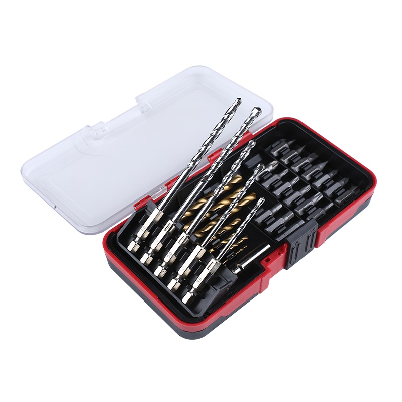 尼奥动力(neopower)冲击钻头合金直柄建工钻头手电钻多功能混泥土墙壁水泥钻头29PC麻花钻批头配件盒 Y0013