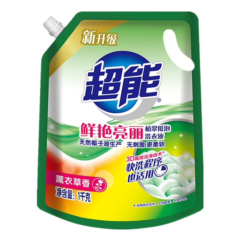 超能植翠洗衣液(鲜艳亮丽)1kg*4/袋装