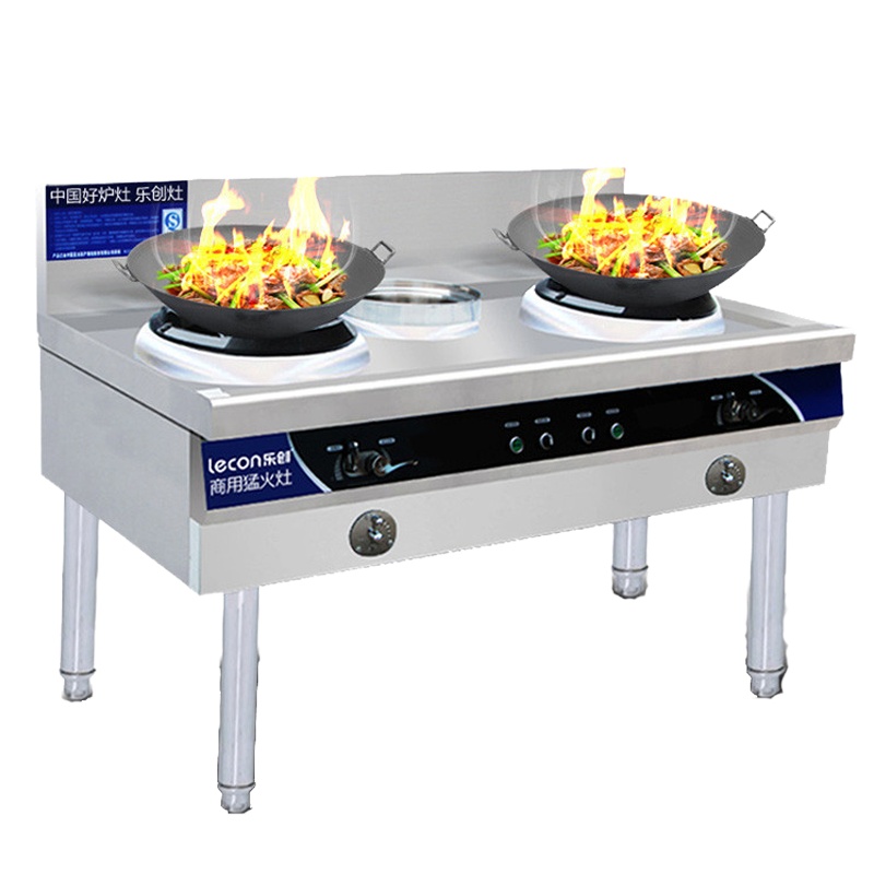 乐创(lecon) 猛火灶商用燃气灶单灶双灶天然气不锈钢液化气饭店猛火灶台厨房饭店快餐炒菜灶 1.8米双炒单温灶 液化气