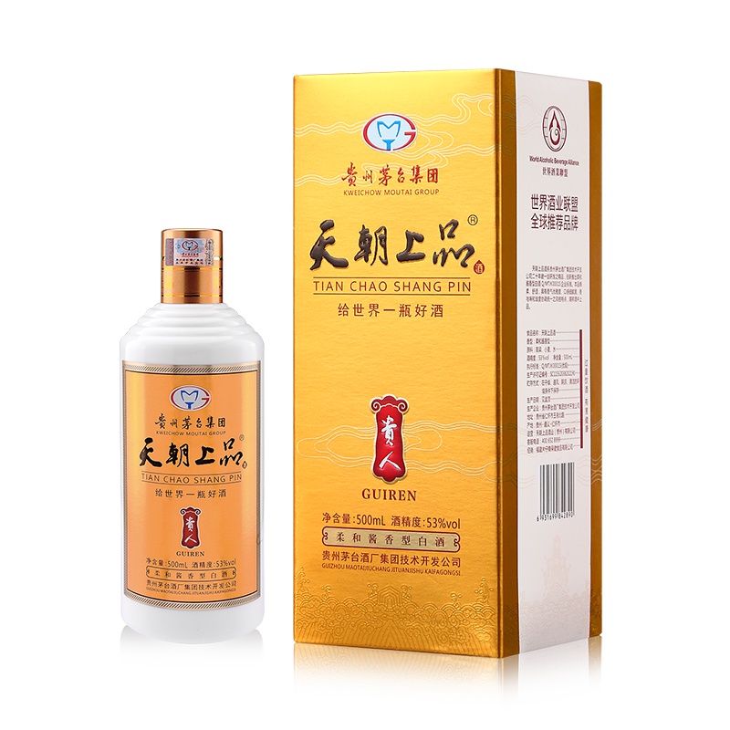 茅台醇 天朝上品贵人酒 53度500ml/瓶单瓶柔和酱香型白酒 粮食酒 高度酒 白酒