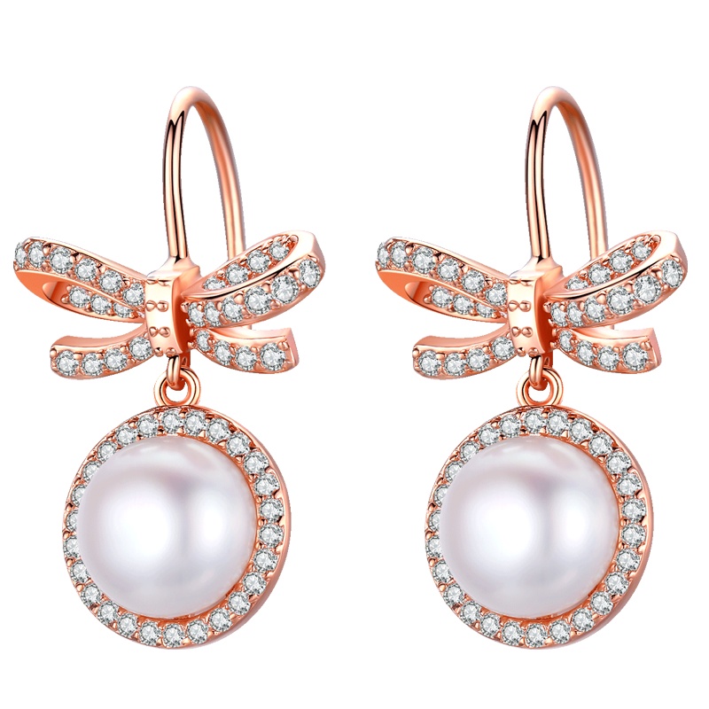 佰色传情(BRIR)S925银耳钉淡水珍珠纯银耳环女高级感百搭网红耳钉蝴蝶结