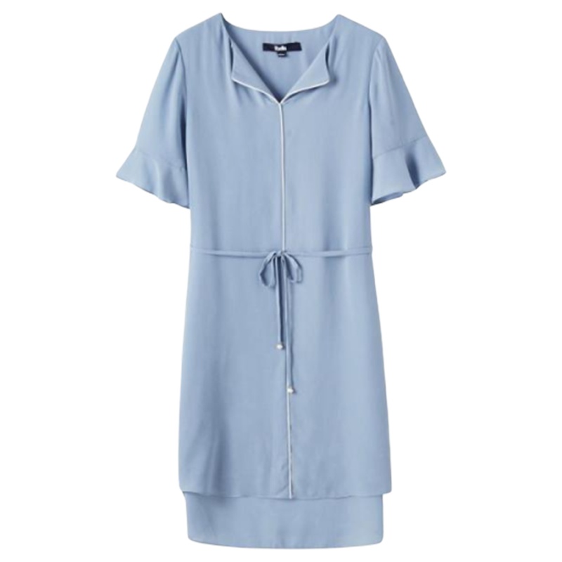 【专柜同款】Puella法式复古裙子女装2020新款夏季很仙的桔梗裙小个子v领雪纺连衣裙20014456