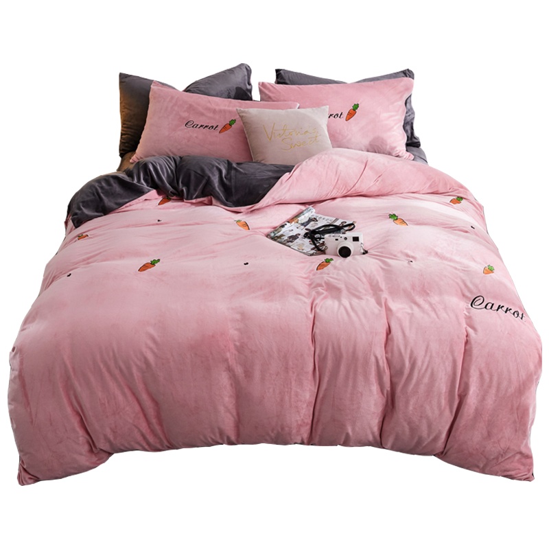 北极绒家纺(Bejirog) 加厚保暖春秋被/冬被 单双人3D压花纯色磨毛被子纤维填充 1.5*2.0m4斤