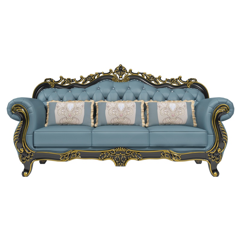 米括(MIKUO)欧式全实木沙发客厅大小户型雕花1234贵妃位真皮沙发组合转角