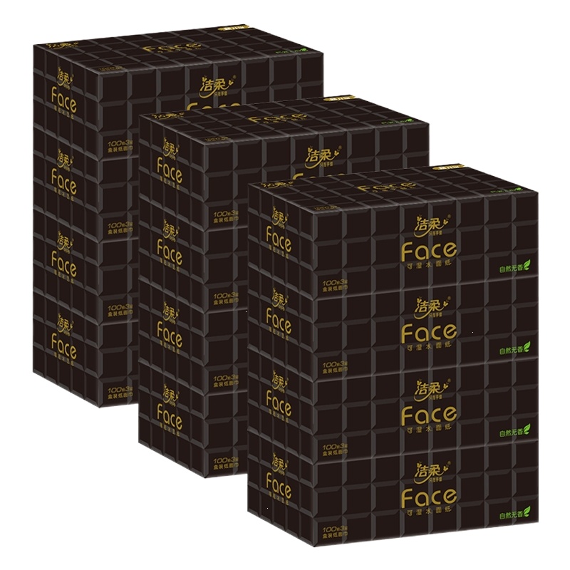 洁柔(C&S)硬盒抽纸面子无香盒装抽纸4盒装X3提无香古龙香随机发