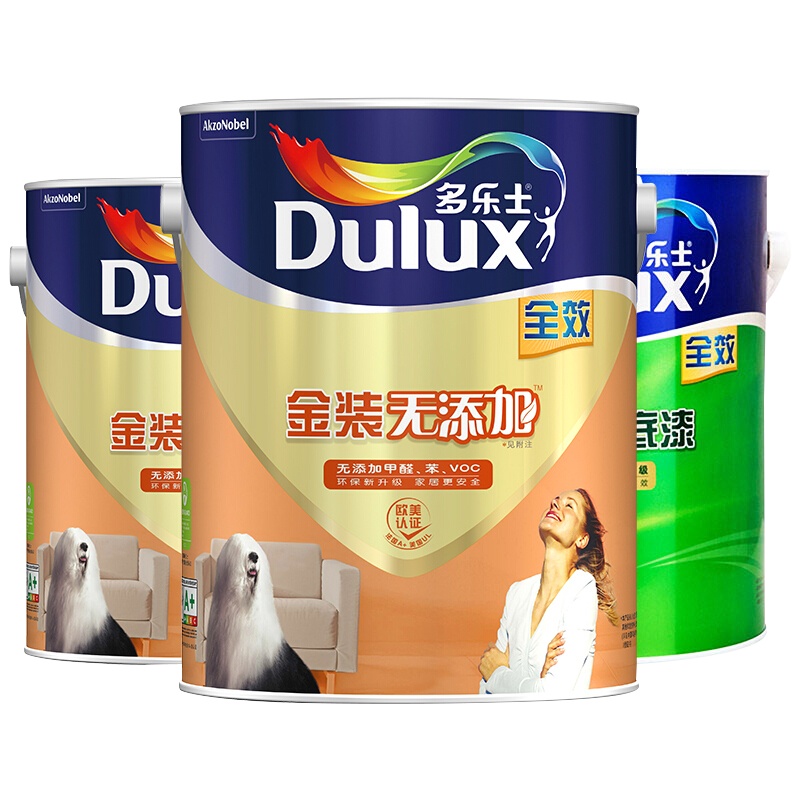 多乐士(Dulux)金装无添加全效内墙乳胶漆 墙面漆油漆涂料 A833+A931 套装15L哑光白色