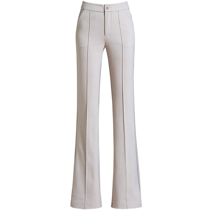 恒源祥女裤微喇叭裤春夏新款高腰黑色裤子修身显瘦休闲裤毛呢