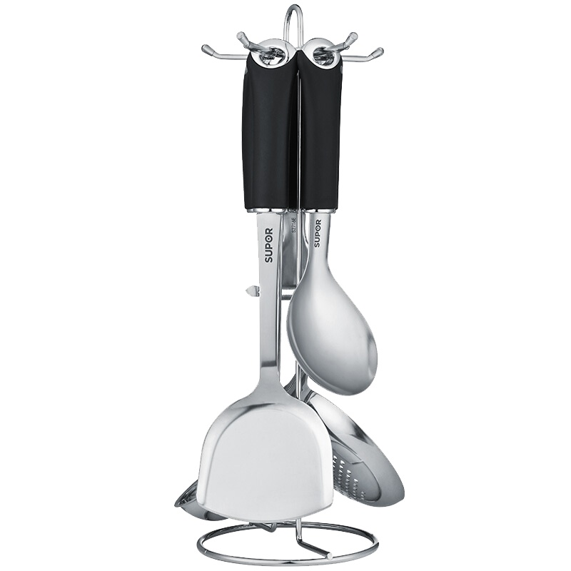 苏泊尔(SUPOR) 厨房不锈钢铲勺套装锅铲中式铲汤勺漏勺套装六件套优质铲类铲子 T1011K