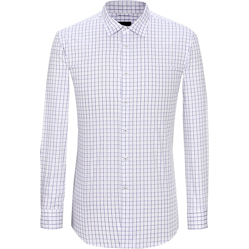 Youngor/雅戈尔秋冬新品男士商务正装纯棉紫色修身长袖衬衫027KBY