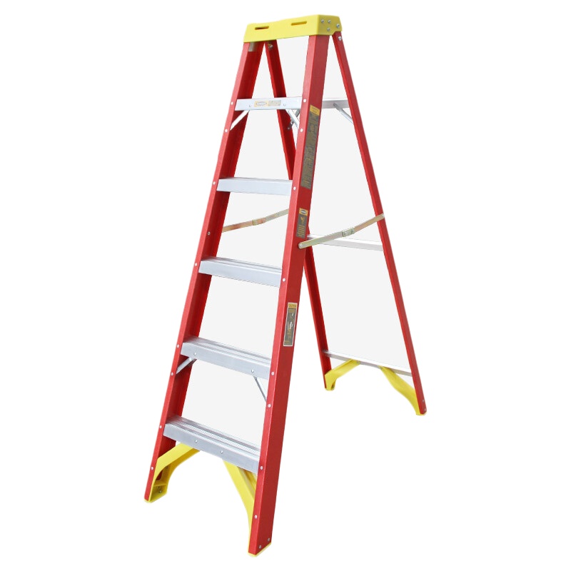 瑞居 YQFSA-106 绝缘人字梯 5阶 金属红色 单位(件)