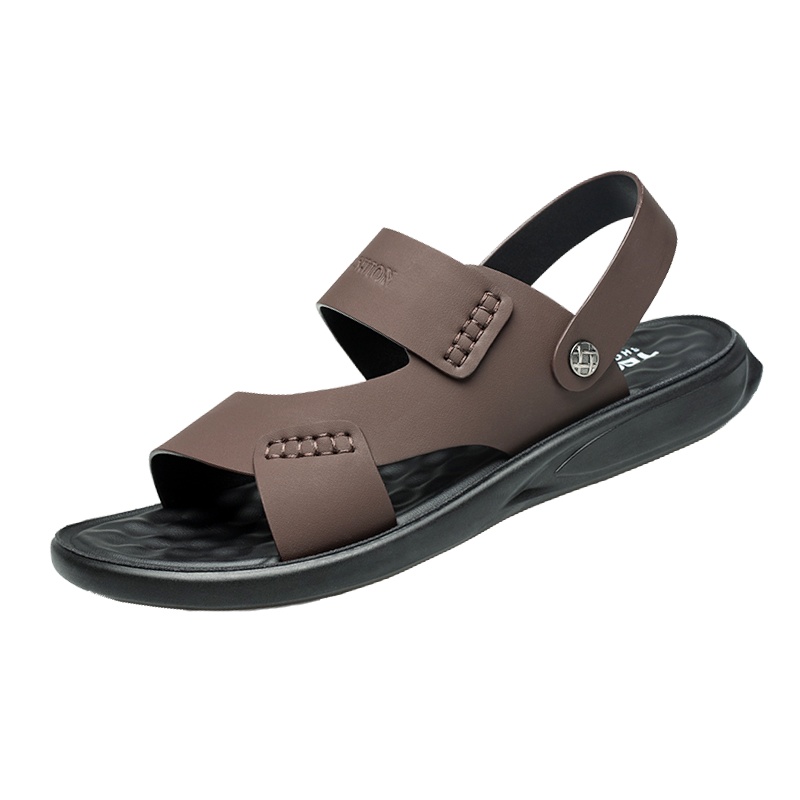 牧伦奴仕(MULUNUSHI)新款沙滩鞋男士夏季皮凉鞋透气舒适凉拖鞋超纤皮凉鞋露趾鞋两用拖鞋凉拖软底英伦男鞋潮56789