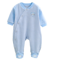 卡比一木 KBMLOVELY0-6月男女宝宝外出居家连体衣带脚丫爬爬服婴幼儿内衣KM5249偏开哈衣