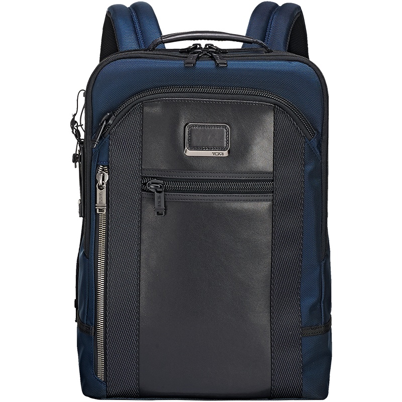 TUMI途明 Alpha Bravo系列 皮质拼接男士双肩包0232682NVY