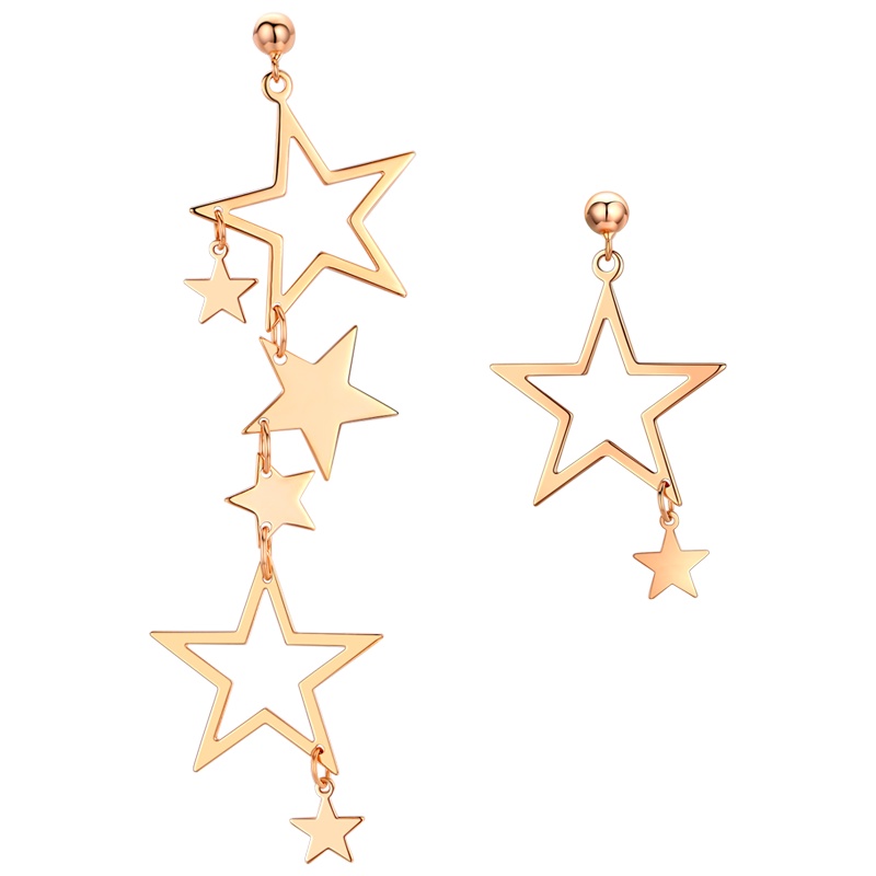 佰色传情纯银不对称耳饰长款气质高级感网红耳环五角星星耳坠