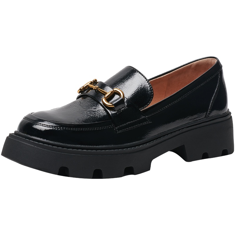 百田森2021秋季新款厚底乐福鞋女真皮圆头学院风软皮JK制服单鞋女