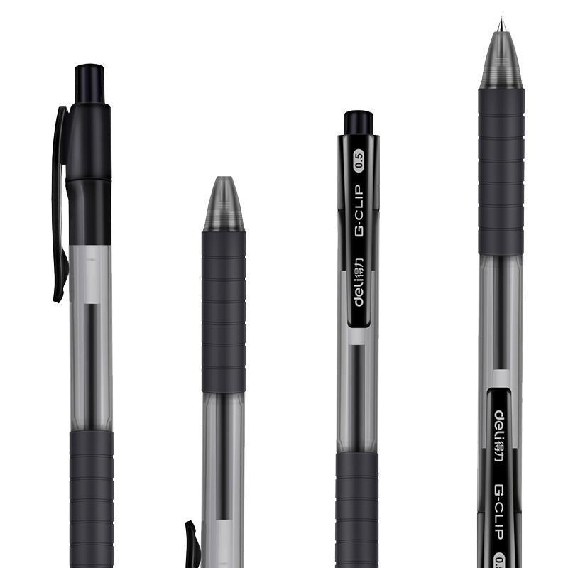 得力(deli)S06 0.5mm按动中性笔水笔签字笔 黑色12支装