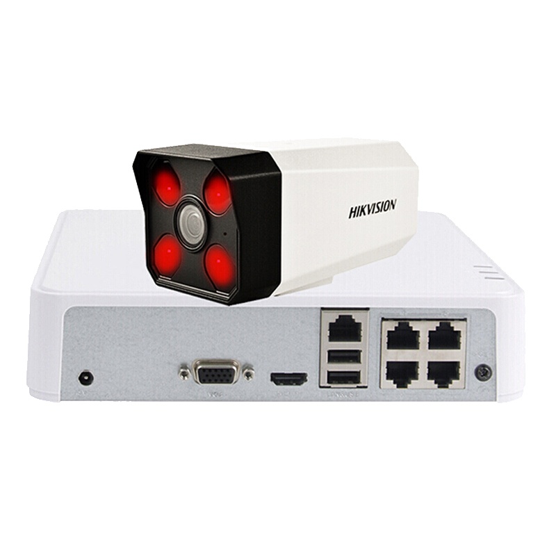 海康威视摄像头 监控设备套装 200万套装 POE供电红外50米 高清拾音手机监控B12H2室内室外监控