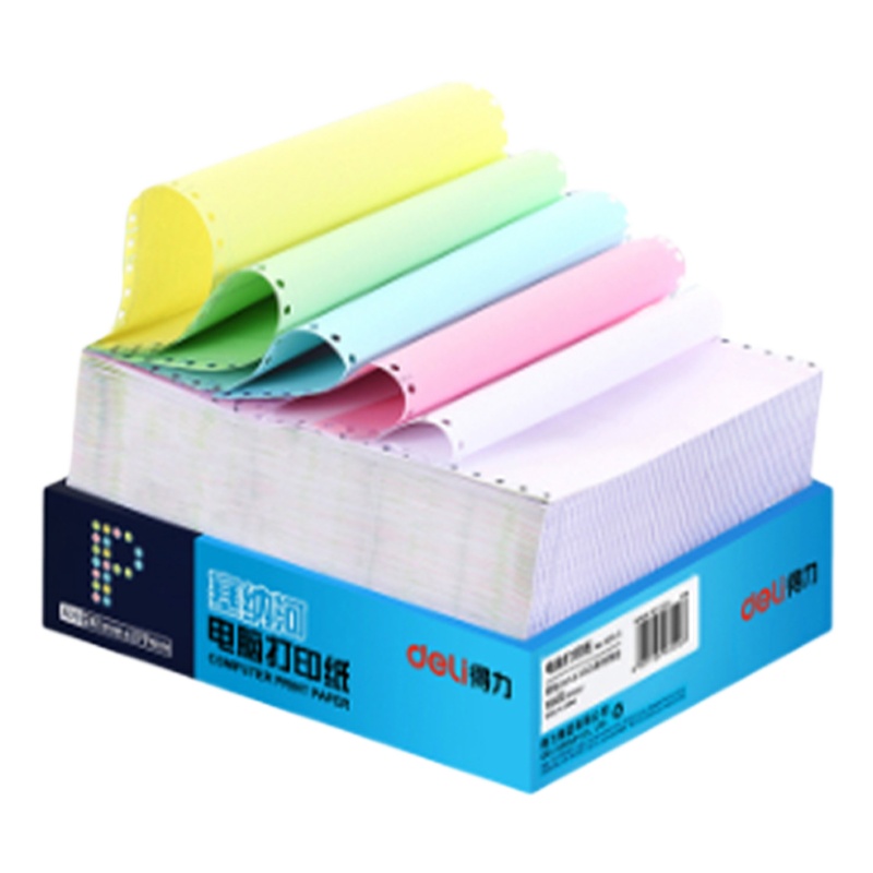 得力(deli) 电脑打印纸241-1 连续针式打印纸 单联(1层)3等份 打印发货单可撕边(足1000页)