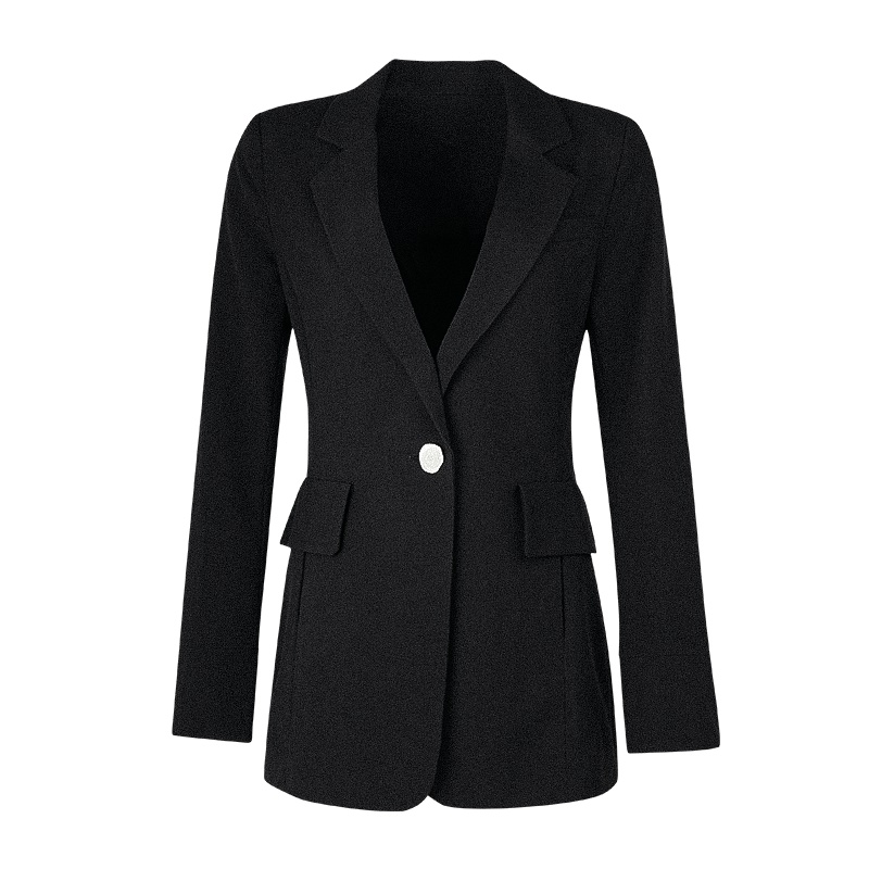 晩白 新品时尚百搭职业纯色修身一粒扣长袖西装外套上衣女