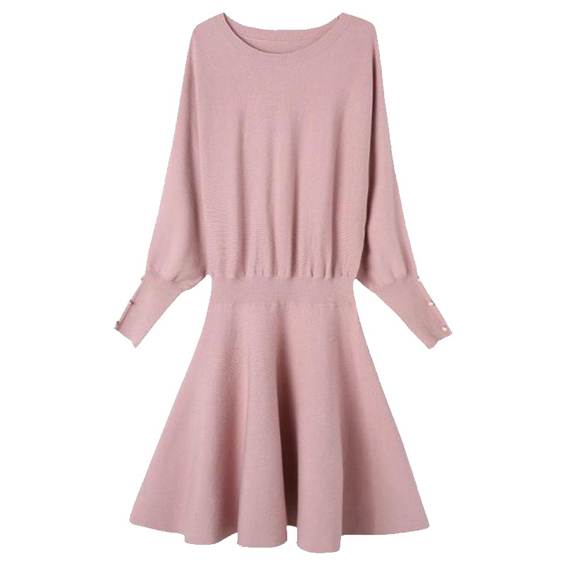 【专柜同款】秋冬连衣裙女装中长淑女气质毛衣裙高腰针织打底长裙子60007319