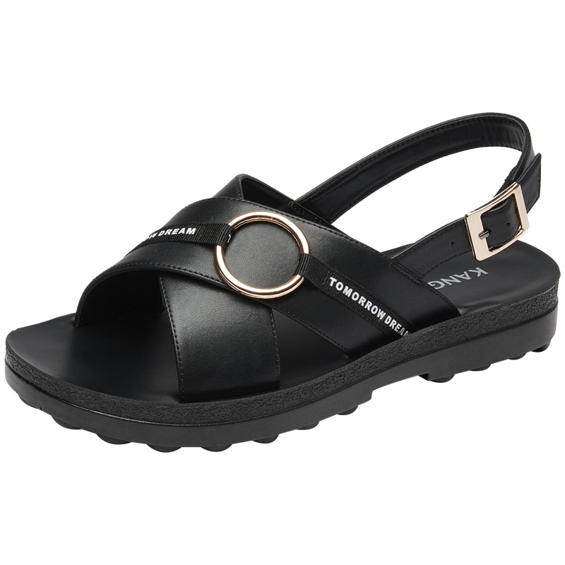 康奈女鞋 夏季新款凉鞋女时尚金属扣饰女士凉鞋轻软舒适厚底简约百搭女鞋15294004