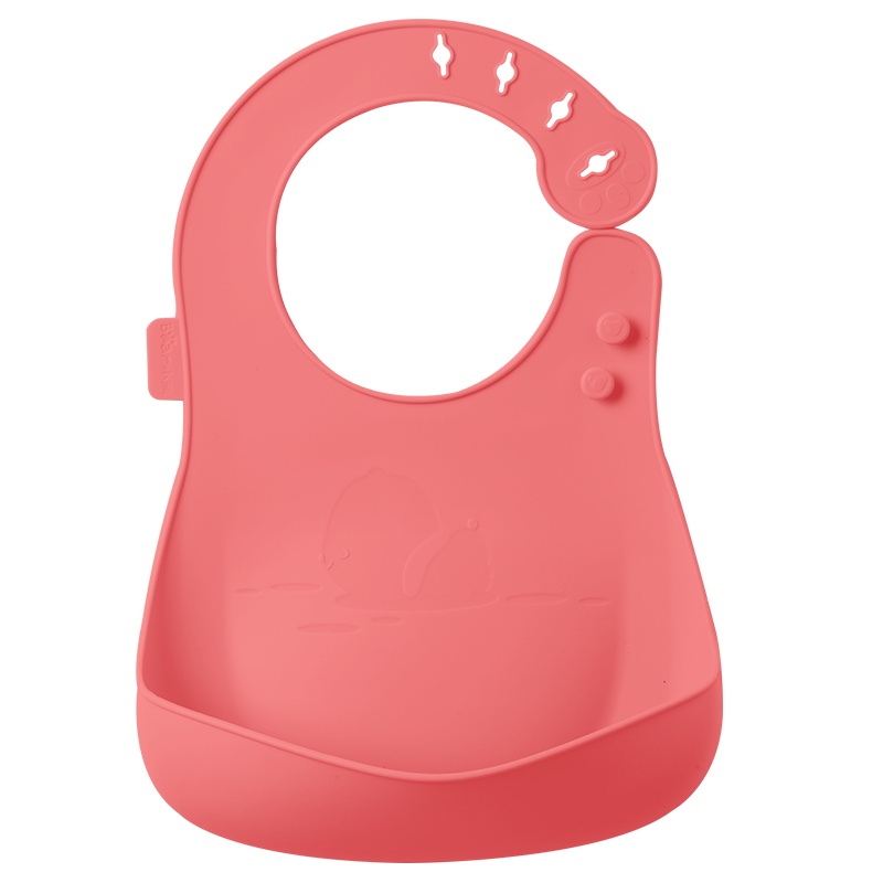 小熊(Bear)婴儿围兜 宝宝吃饭全硅胶口水兜 防水防油口水巾饭兜MW-F0002(嘉莉粉)