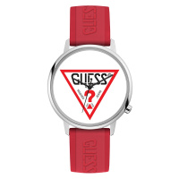 GUESS经典品牌标志白盘红色石英腕表V1003M3