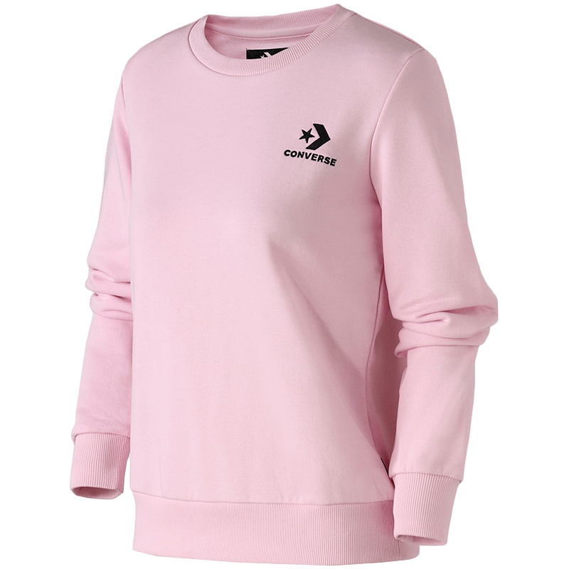【自营】CONVERSE女装卫衣星箭粉色针织圆领套头休闲运动服10017329