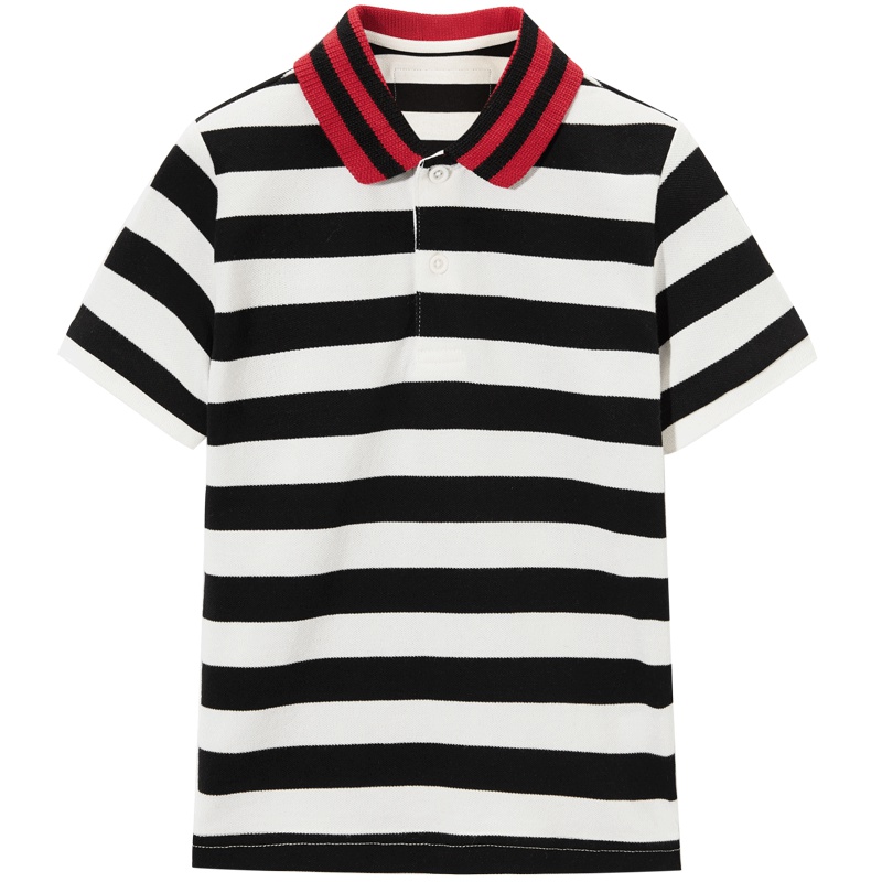 太平鸟童装男童短袖POLO衫黑白条纹儿童翻领T恤夏装新款