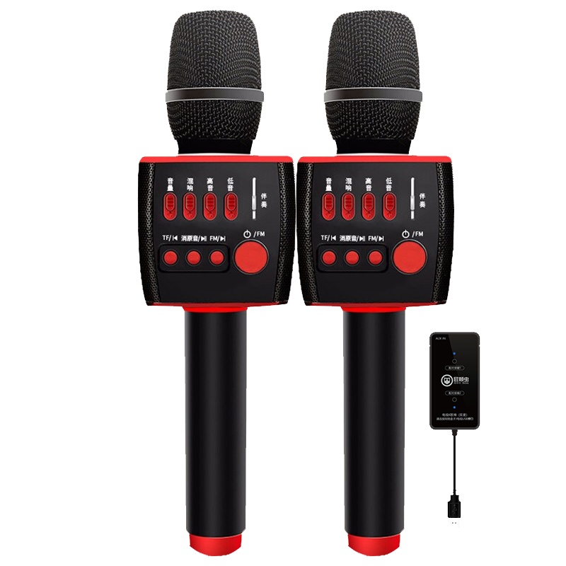 屁颠虫X35话筒音响一体麦克风全民K歌录歌无线蓝牙电视卡拉OK通用掌上ktv家用户外儿童手持唱吧全能麦 黑色双麦版