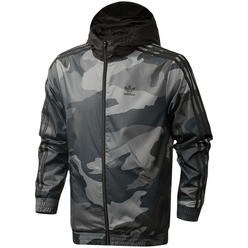 adidas阿迪达斯三叶草男装运动服迷彩防风连帽夹克外套FH6873