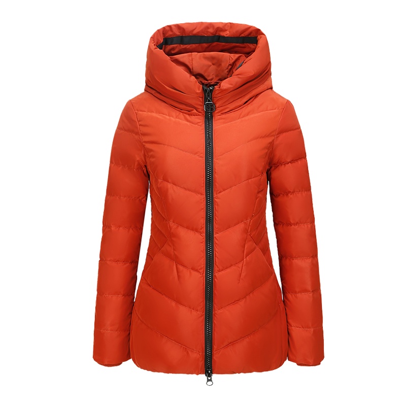 千仞岗2019反季新品中长款羽绒服女连帽大码修身外套上衣