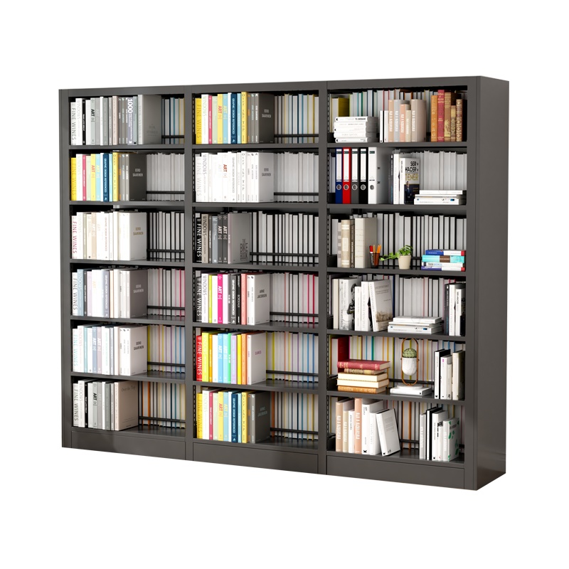 臻远6层钢制书架 双面一列三组黑色