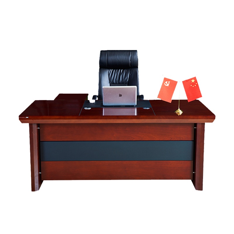 [理政]油漆办公桌 中式实木贴皮 油漆大班台 1.8米带抽屉带锁 老板桌