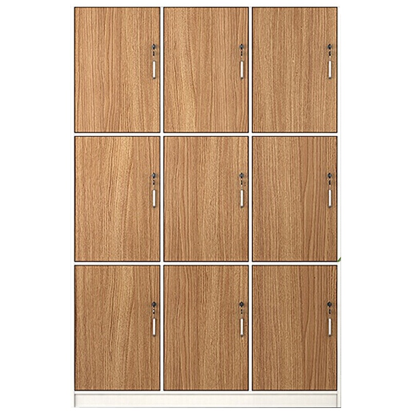 三圣 办公家具木质更衣柜板式员工储物柜带锁鞋柜储物柜健身房游泳馆浴池浴室存衣柜九门