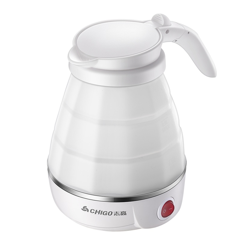 志高(CHIGO)电水壶ZD-D01食品级硅胶折叠双电压烧水壶 0.6L旅行电水壶白色调温保温壶