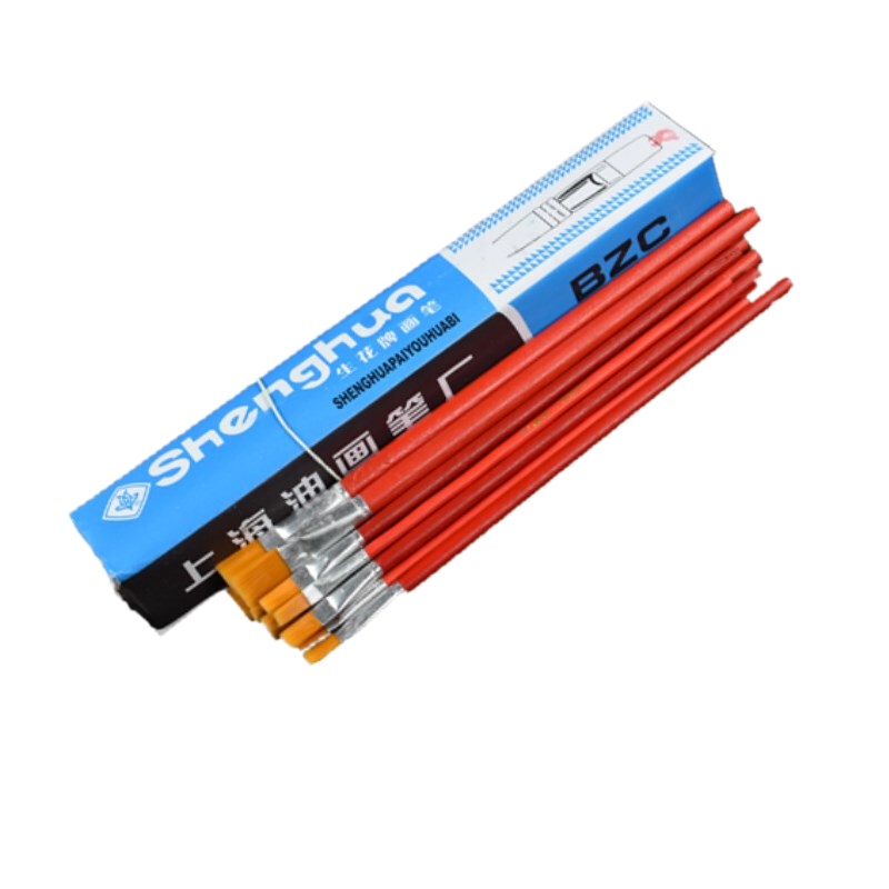 生花 8号 油画笔红杆尼龙毛排笔 画笔工业用笔漆刷生花油漆笔 10支/组