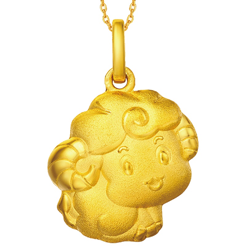 周大福珠宝首饰生肖羊足金黄金吊坠计价（足金工费58元）F199500