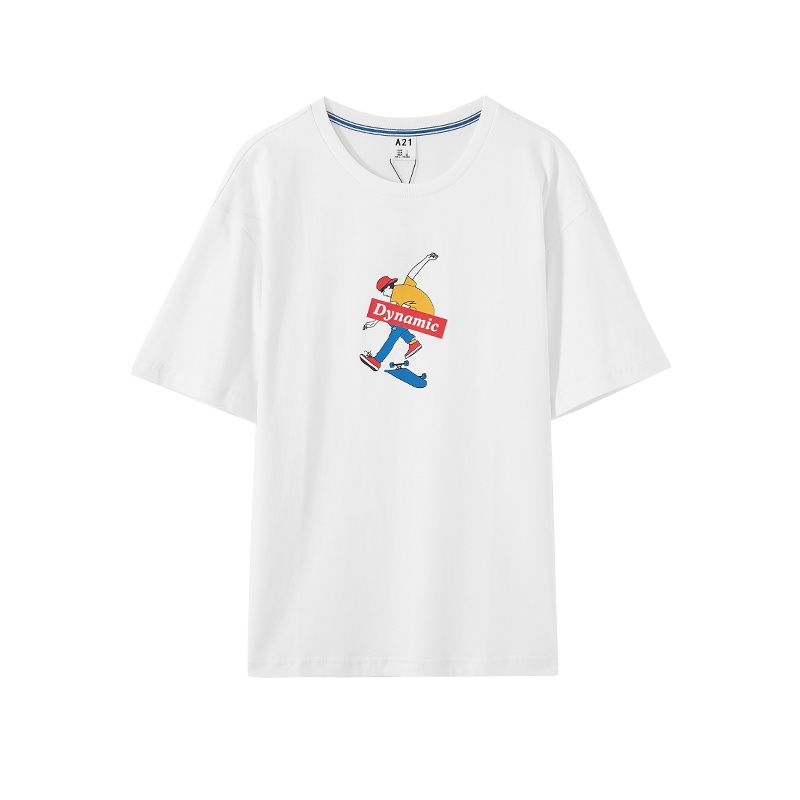 A21夏季新款2020潮男上衣 男士印花白色T恤男装宽松短袖衣服