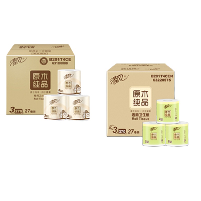 清风 卷纸 原木纯品系列三层270段27卷