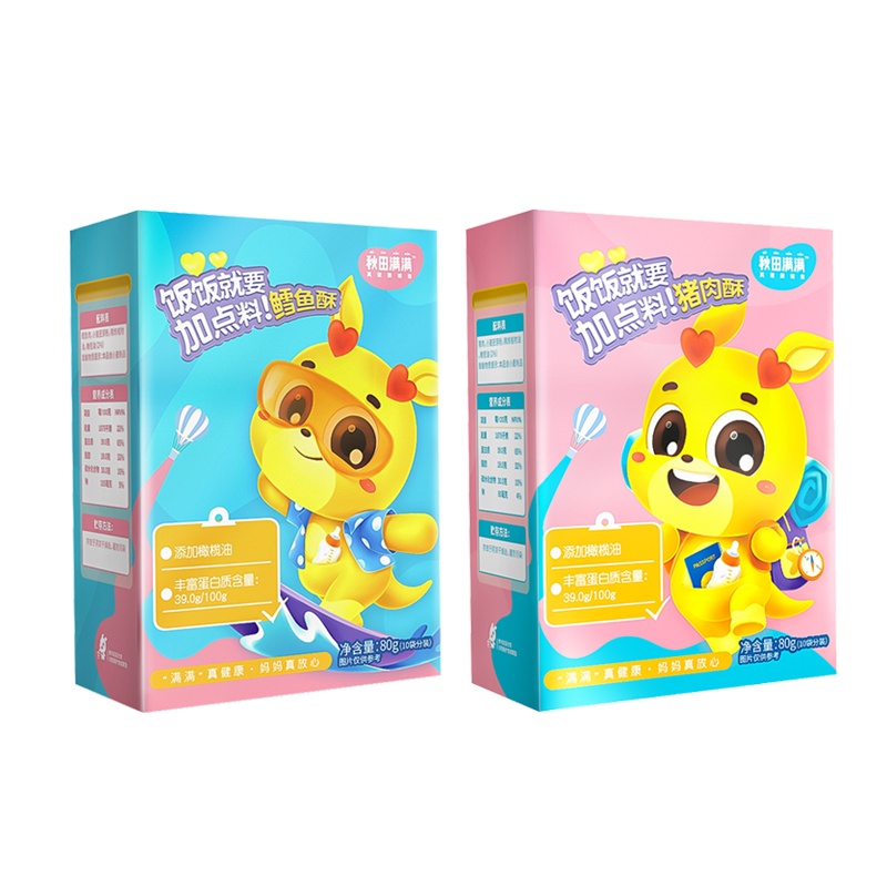 秋田满满 无调味鳕鱼酥+无调味猪肉酥组合80g*2盒 辅食添加料搭配宝宝肉松婴儿无添加儿童鱼松鳕鱼酥猪肉酥