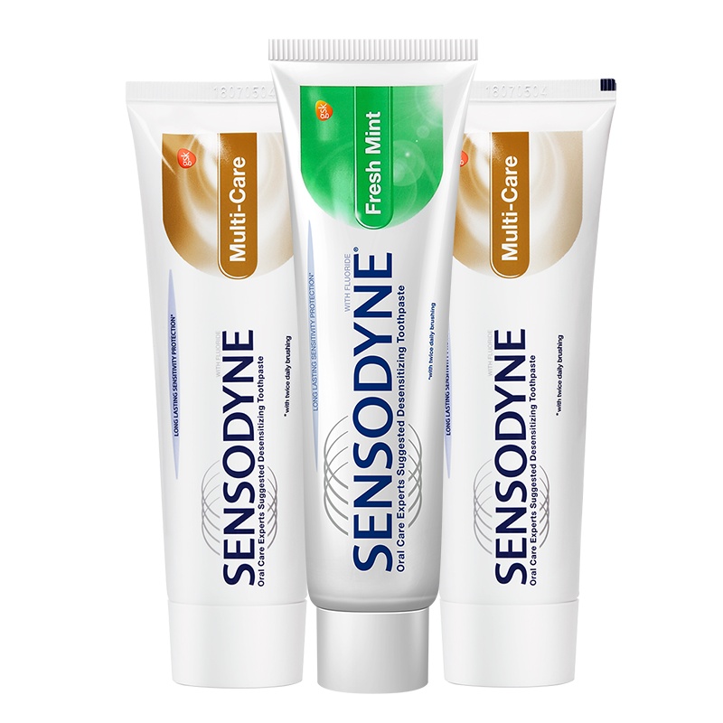 舒适达多效护理牙膏100g*2+清新薄荷牙膏120g*1组合套装