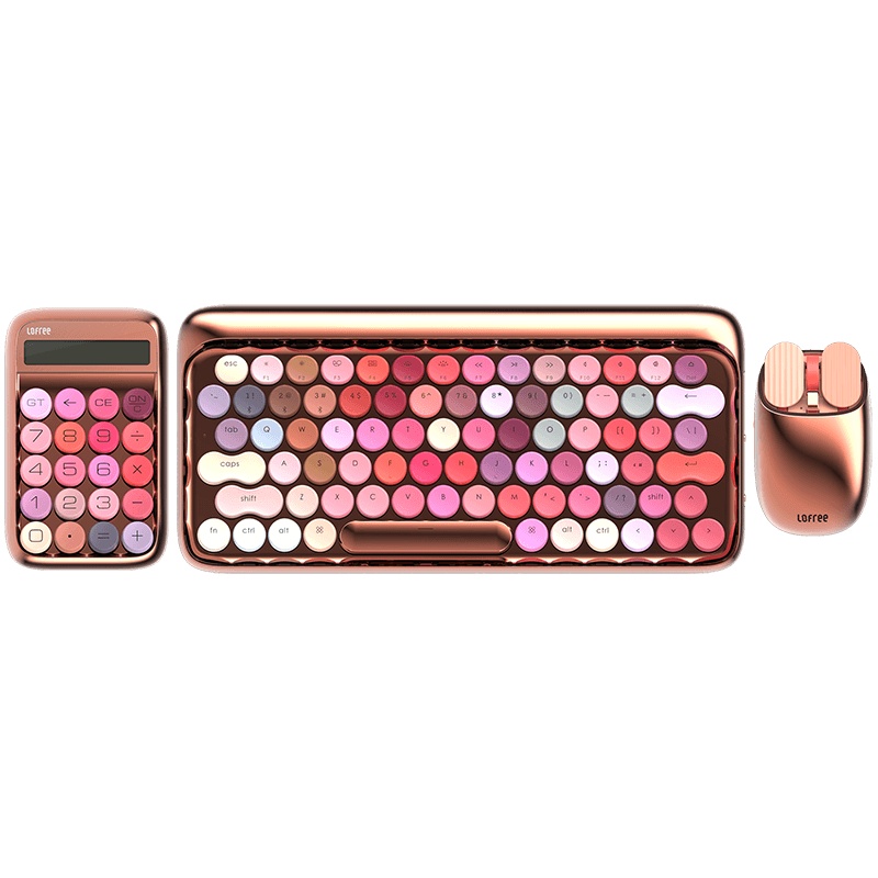 lofree洛斐玫瑰金键盘鼠标计算器套装